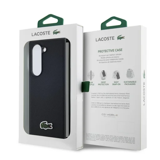 Lacoste Iconic Petit Pique Woven Logo MagSafe tok Samsung Galaxy Z Fold 6-hoz Fekete - 7
