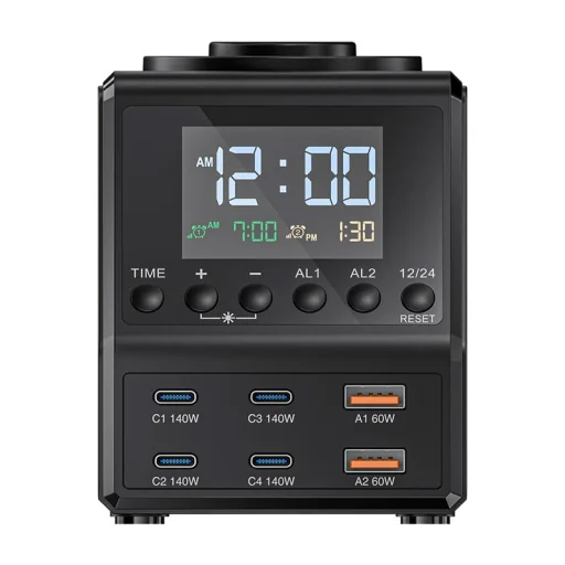 Blitzwolf BW-FW10 ébresztőóra töltővel 2xUSB-A, 4xUSB-C, 240W - 4