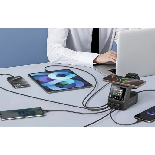 Blitzwolf BW-FW10 ébresztőóra töltővel 2xUSB-A, 4xUSB-C, 240W - 7