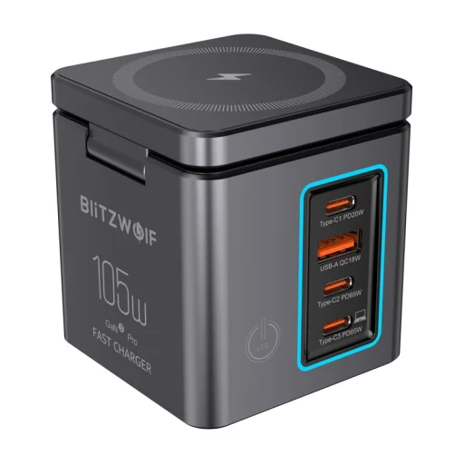Blitzwolf BW-i113 GaN hálózati töltő, USB-A, 3xUSB-C, 105W - 1