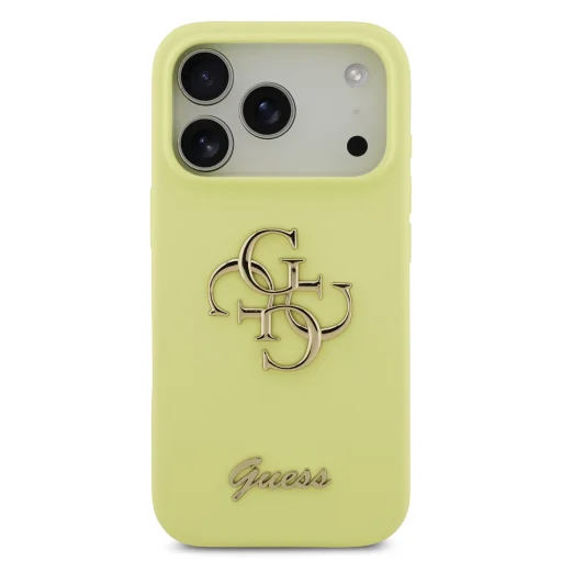 Guess Liquid Silicone 4G Metal Logo tok iPhone 17 Pro sárga tok - 3