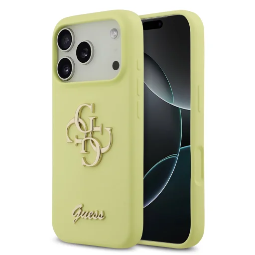 Guess Liquid Silicone 4G Metal Logo tok iPhone 17 Pro sárga tok - 1