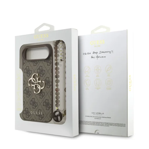 Guess PU 4G Fém Logós Pántos tok iPhone 17 Air Barna tok - 7