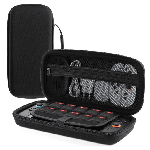 Dux Ducis Nintendo Switch 2 tok fogantyúval és játékkártya rekeszekkel - Fekete - 1