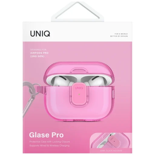 Uniq Glase Pro tok AirPods Pro 2-höz - Rózsaszín - 2