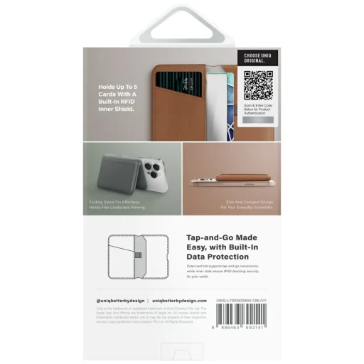 Uniq Lyden DS RFID mágneses pénztárca telefontartóval - Barna - 5