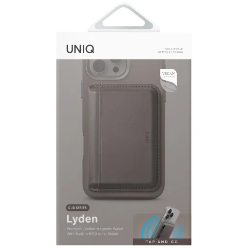 Uniq Lyden DS RFID Mágneses Pénztárca telefontartóval - Szürke - 4