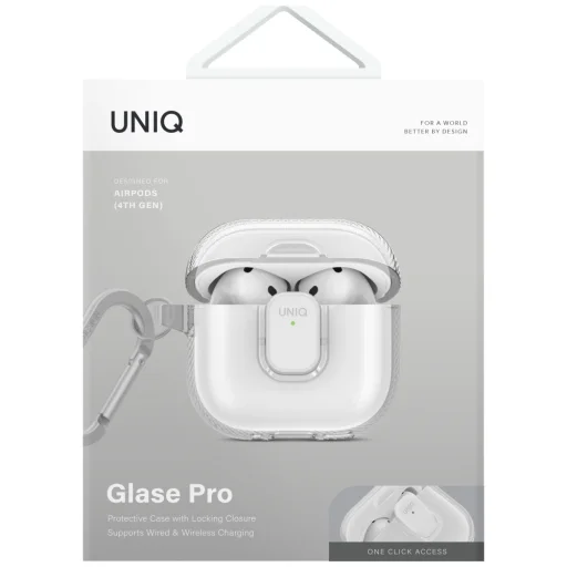 Uniq Glase Pro tok AirPods 4-hez - Átlátszó, - 2