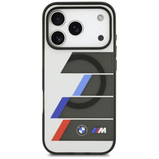 iPhone 17 Pro Max BMW M IML Fém Gombok Háromszínű Vonalkák MagSafe tok Antracit - 3