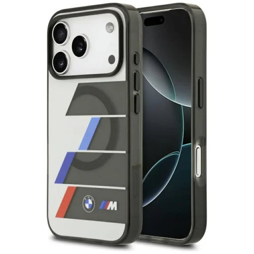  iPhone 17 Pro Max BMW M IML Fém Gombok Háromszínű Vonalkák MagSafe tok Antracit - 1