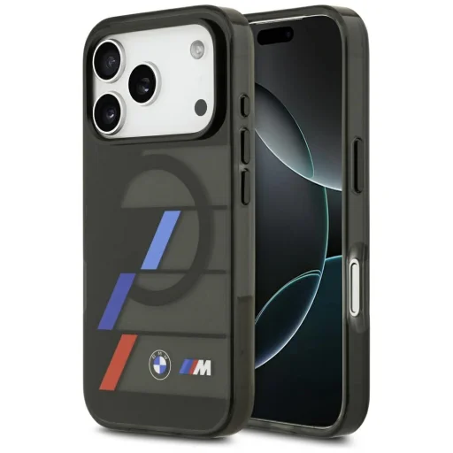  iPhone 17 Pro Max BMW M IML Fém Gombok Trikolor Csíkok MagSafe Fekete tok - 1