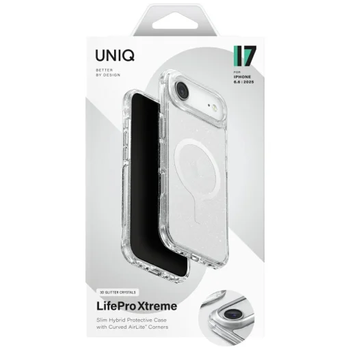  iPhone 17 Air Átlátszó-csillámló Uniq LifePro Xtreme Magclick töltőtok - 6