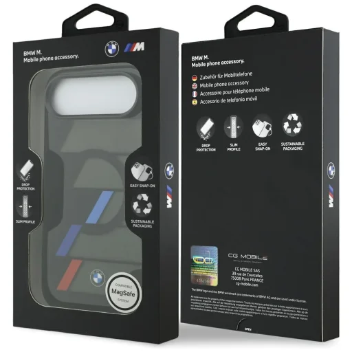  iPhone 17 Fekete BMW M IML Fém Gombok Trikolor Csíkok MagSafe tok - 8