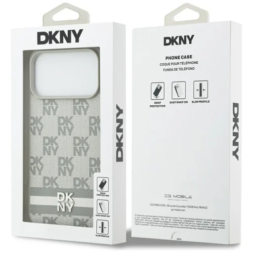  iPhone 17 Pro Max DKNY Kockás Nyomtatott Csíkokkal bézs tok - 8