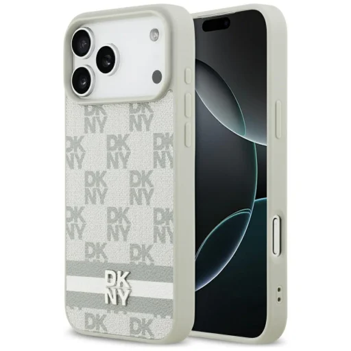  iPhone 17 Pro Max DKNY Kockás Nyomtatott Csíkokkal bézs tok - 1