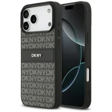  iPhone 17 Pro Max fekete DKNY Repeat Texture Pattern tok
