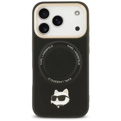  iPhone 17 Pro Max Fekete Karl Lagerfeld Big Strap Choupette Metal Logo MagSafe tok - 3