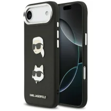  iPhone 17 Fekete Karl Lagerfeld FW Grained Karl & Choupette Fej Párnák és Logó tok