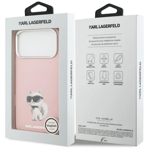  iPhone 17 Pro Karl Lagerfeld IML Aquarelle Choupette & Logo MagSafe rózsaszín tok - 8