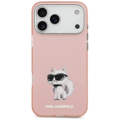  iPhone 17 Pro Karl Lagerfeld IML Aquarelle Choupette & Logo MagSafe rózsaszín tok - 3