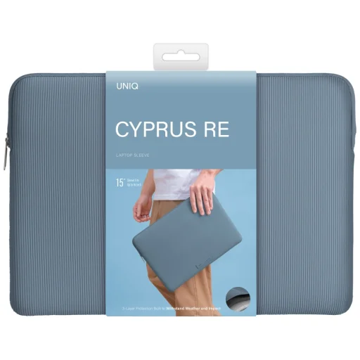 Uniq Cyprus Ridge Edition Laptop Sleeve 16" vízálló neoprén laptop táska - kék - 6