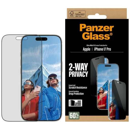  iPhone 17 Pro PanzerGlass Ultra-Széles Illeszkedésű EasyAligner Privát Üveg üvegfólia - 1