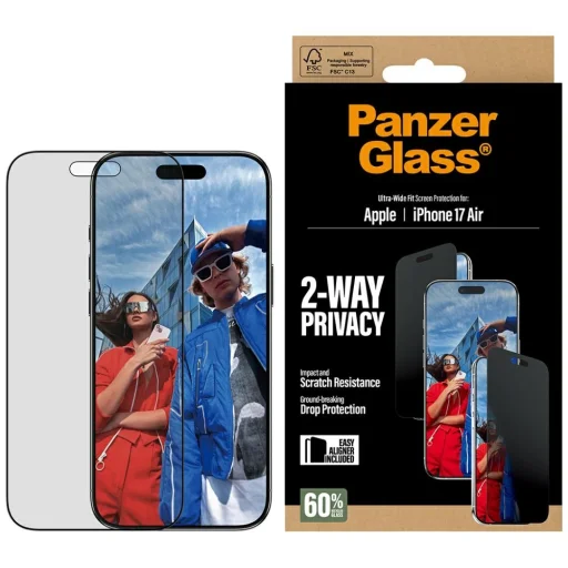 PanzerGlass Ultra-Wide Fit EasyAligner Privacy üvegfólia iPhone Air-hez üvegfólia - 1