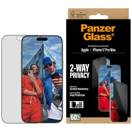  iPhone 17 Pro Max PanzerGlass Ultra-Wide Fit EasyAligner Privacy Glass - 1