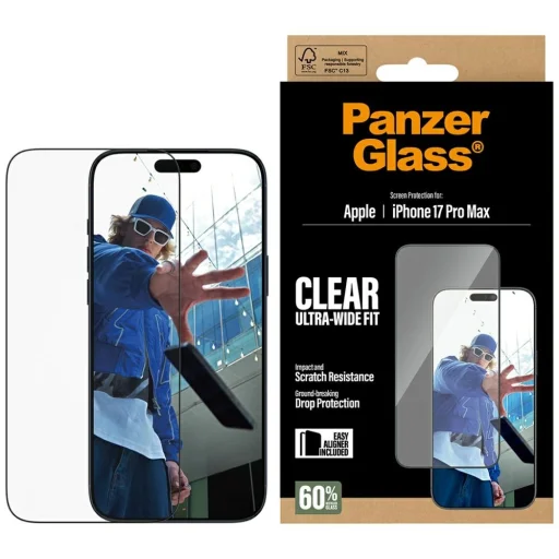  iPhone 17 Pro Max PanzerGlass Ultra-Wide Fit EasyAligner edzett üveg üvegfólia - 1