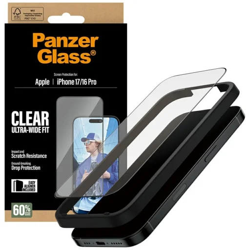  iPhone 17 / 16 Pro PanzerGlass Ultra-Wide Fit EasyAligner edzett üveg üvegfólia - 4