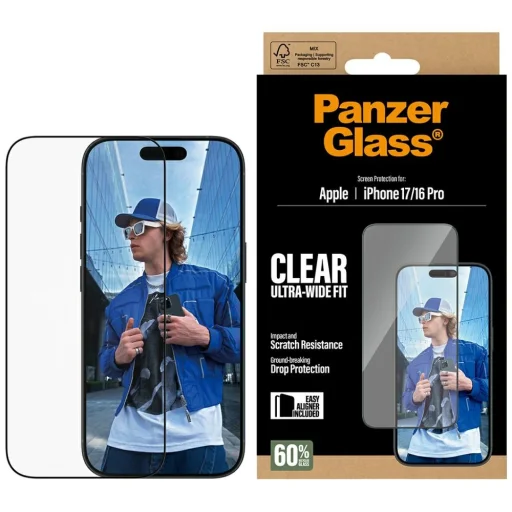 iPhone 17 / 16 Pro PanzerGlass Ultra-Wide Fit EasyAligner edzett üveg üvegfólia - 1