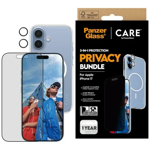  iPhone 17 CARE by PanzerGlass Flagship Privacy 3 az 1-ben tok + Privacy üvegfólia + Lencse tok - 1