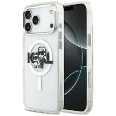  iPhone 17 Pro Max Átlátszó Karl Lagerfeld IML Glitter Karl & Choupette Sketch Logo MagSafe tok