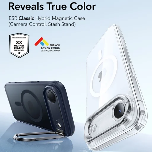  iPhone 17 Air - Fagyos Kék ESR - Classic Hybrid HaloLock Kitámasztható tok - 3