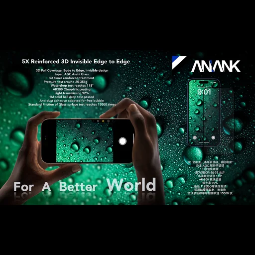 iPhone 17 Fekete ANANK 3D Invisible 5X Reinforced Edge to Edge üvegfólia - 5