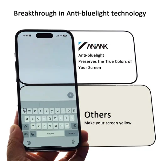 iPhone 16 Pro Fekete ANANK - 2.5D 3X Megerősített Kékfény Szűrő üvegfólia - 2