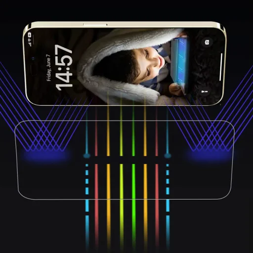 iPhone 14 Pro Fekete ANANK 2.5D Kékfény szűrős képernyővédő - 4