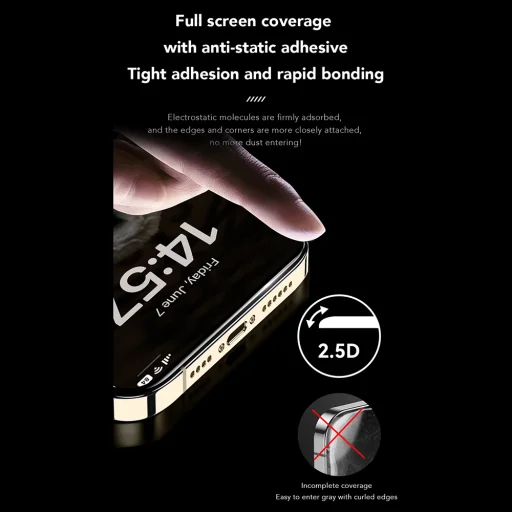 iPhone 16 Pro Fekete ANANK - 2.5D 3X Megerősített Kékfény Szűrő üvegfólia - 5