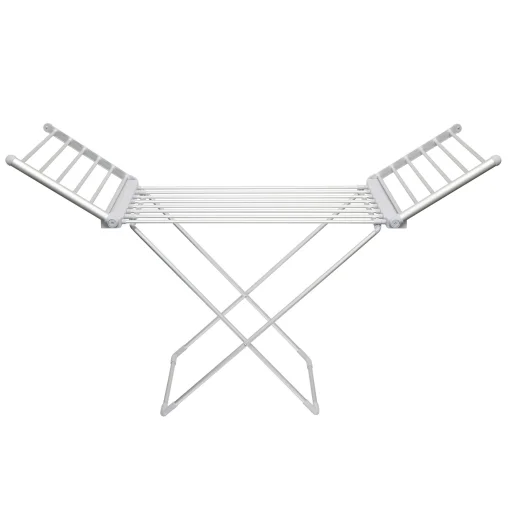 Home FTW11 Fűtött, elektromos ruhaszárító, 230 W, alumínium, összecsukható, 50 °C állandó hőmérséklet, vízálló kapcsoló, IPX2 - 1