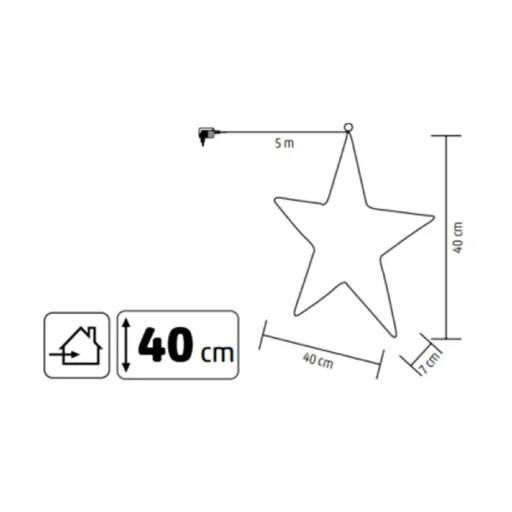 Home KAD40 csillag fém dekoráció, 320db melegfehér micro LED, fém kivitel, 5m tápkábel, adapteres tápellátás, beltéri kivitel - 3