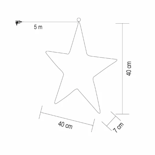 Home KAD40 csillag fém dekoráció, 320db melegfehér micro LED, fém kivitel, 5m tápkábel, adapteres tápellátás, beltéri kivitel - 4