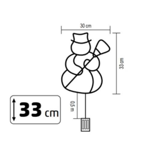 HOME KID507BWW hóember ablakdísz, 35 db melegfehér LED, időzítő, elemes, beltéri kivitel - 3