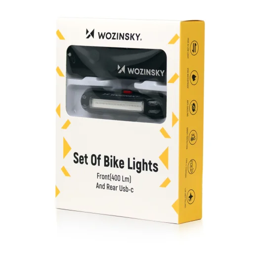 Wozinsky WSBLB2 Első (400 lm) és Hátsó USB-C Kerékpár Lámpa Szett - Fekete - 6