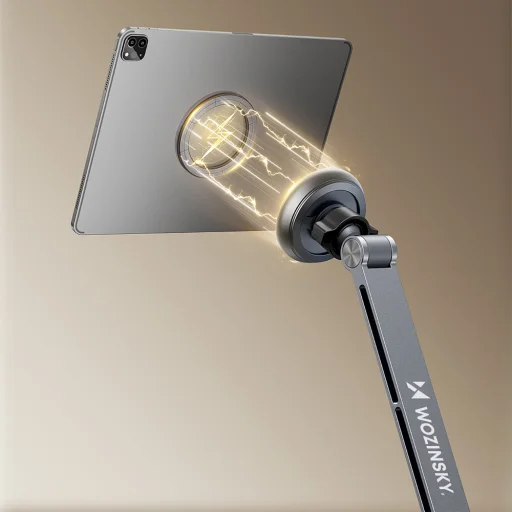 Wozinsky WTY0YS1 mágneses tartó, 360°-ban forgatható, szilárd, telefonhoz és tablethez - szürke - 6