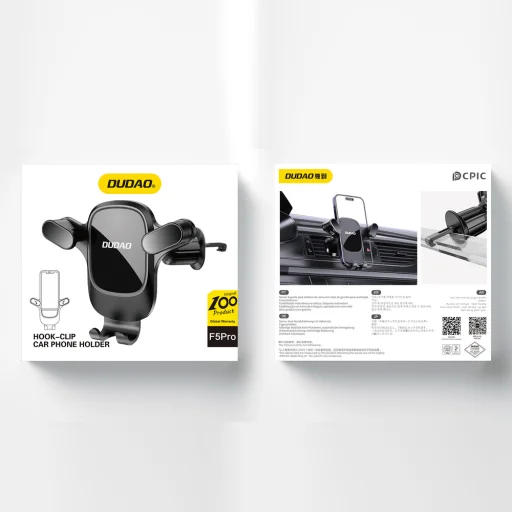 Dudao F5Pro szellőzőrácsra erősíthető autós telefontartó - fekete - 5