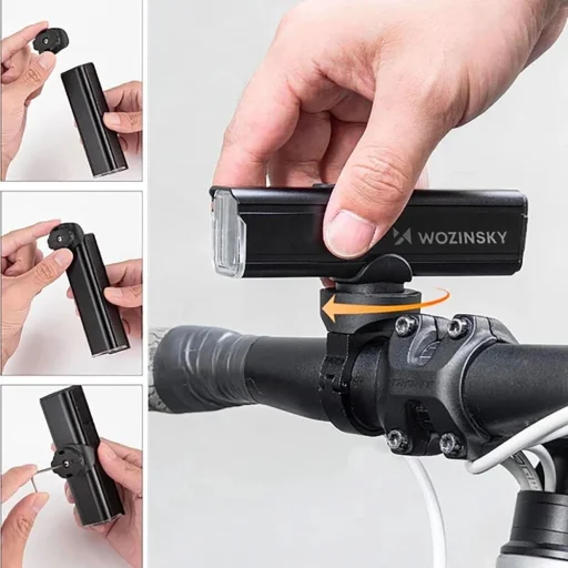 Wozinsky WSBLB3 Első (1000 lm) és Hátsó USB-C Biciklis Lámpa Szett - Fekete - 8