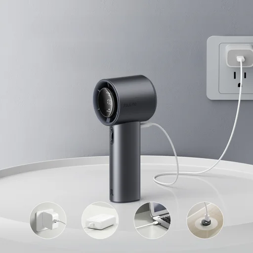 Jisulife Hordozható Ventilátor Pro1 S FA53PRO USB Ventilátor - Sötét Szürke - 8