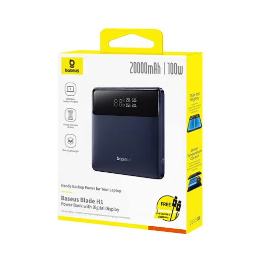 Baseus Blade H1 20000mAh 100W Powerbank kijelzővel - Fekete - 7