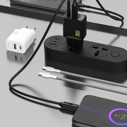 Dudao A27 MaxC 35W GaN Fali Töltő + USB-C Kábel - Fehér - 5