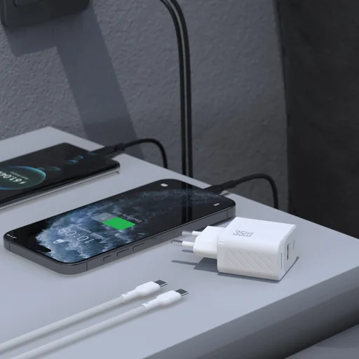Dudao A27 MaxC 35W GaN Fali Töltő + USB-C Kábel - Fehér - 6